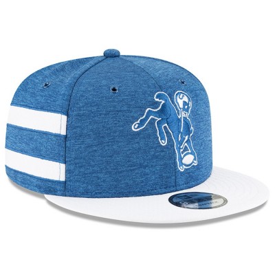 Men's Indianapolis Colts New Era Royal/White 2018 NFL Sideline Home Historic Official 9FIFTY Snapback Adjustable Hat 3058570